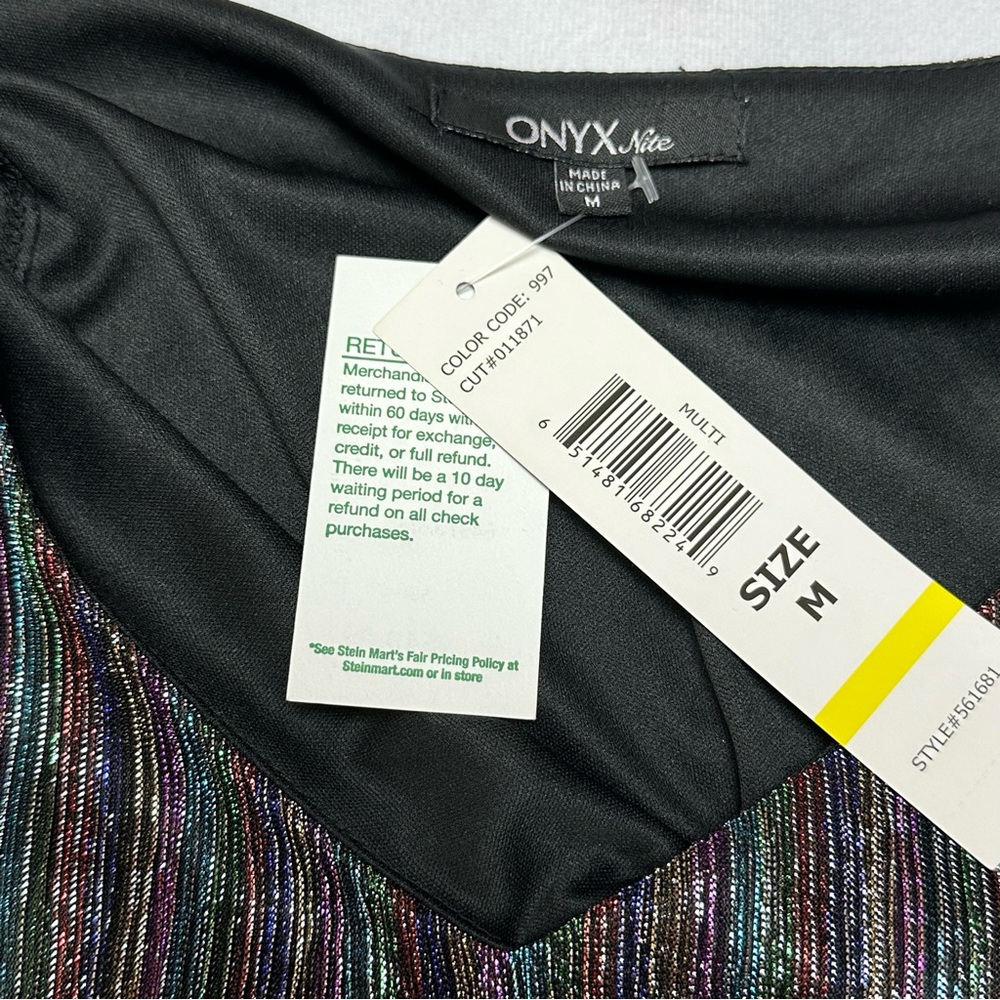 Onyx Nite metallic multi colored Sparkle Blouse Cold Shoulder Style - Picture 13 of 14